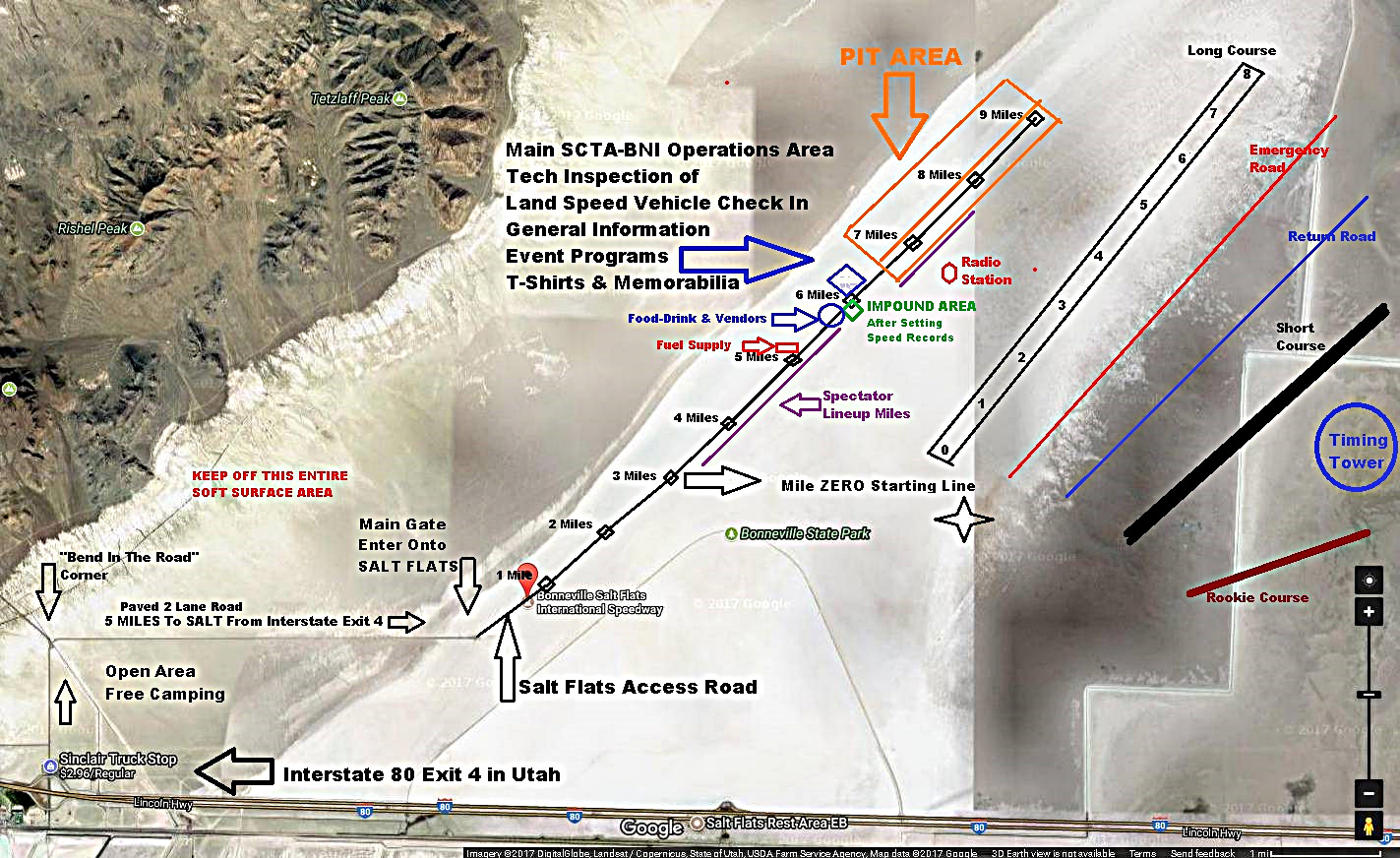 Layout Map of Bonneville Salt Flats