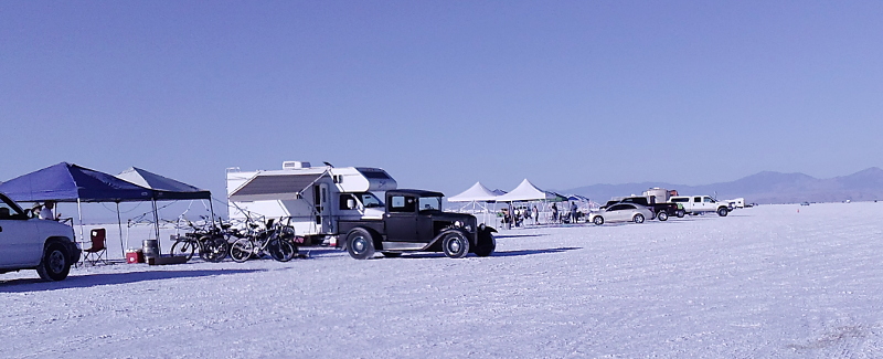 Spectators on the Bonneville Salt Flats